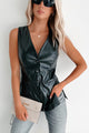 Don't Be Difficult Faux Leather Vest (Black) - NanaMacs