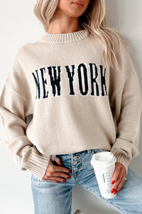 The Big Apple Graphic Sweater (Cream) - NanaMacs