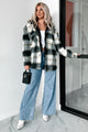 Casual Meet-Ups Oversized Plaid Hooded Jacket (Black/Green)