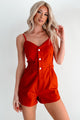 Joelle Denim Romper (Red) - NanaMacs