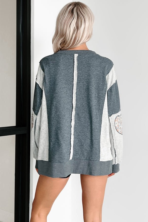 Those Are My Feelings Oversized Patchwork Top (Heather Grey) - NanaMacs