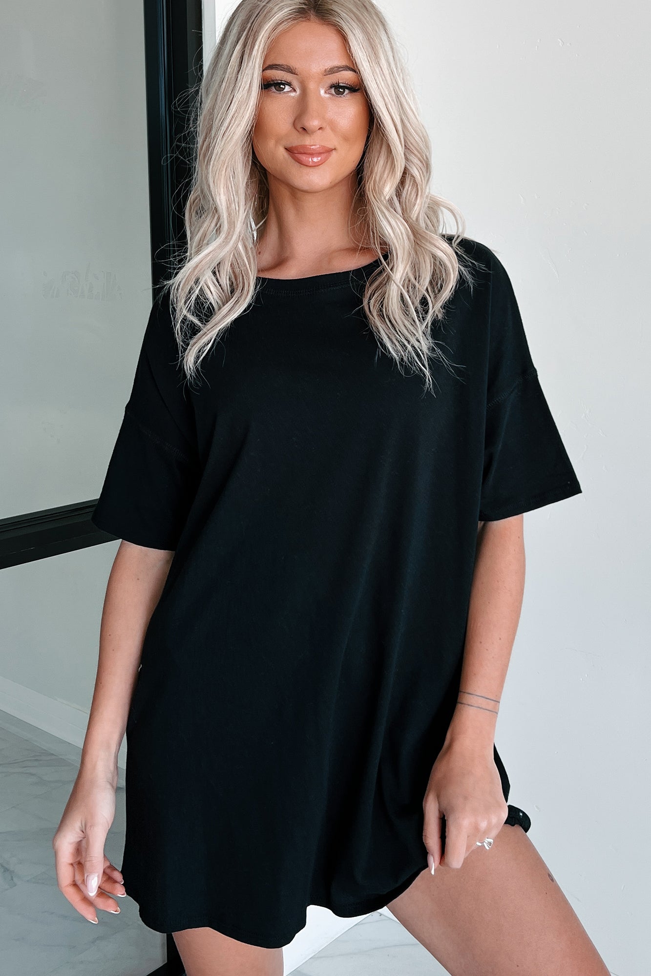 Oversized T-Shirt Dress (Black) - NanaMacs