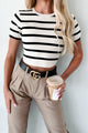 Daily Adoration Striped Crop Top (Cream/Black) - NanaMacs