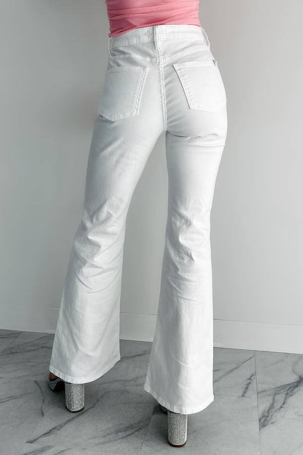 Maureen Special A High Rise Distressed Flare Jeans (White) - NanaMacs