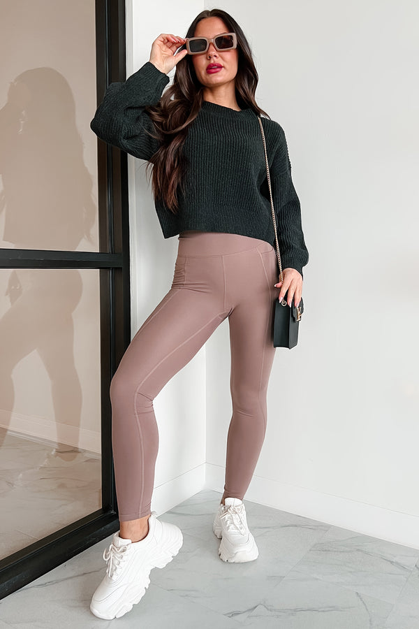 Strong Spirit Side Pocket Leggings (Dusty Taupe) - NanaMacs