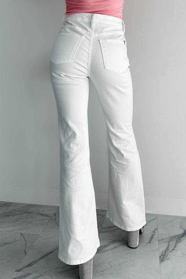 Maureen Special A High Rise Distressed Flare Jeans (White) - NanaMacs