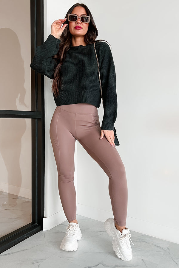 Strong Spirit Side Pocket Leggings (Dusty Taupe) - NanaMacs