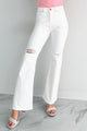 Maureen Special A High Rise Distressed Flare Jeans (White) - NanaMacs