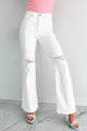 Maureen Special A High Rise Distressed Flare Jeans (White) - NanaMacs