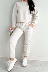 Dazzle and Dream Rhinestone Hoodie And Jogger Set (Sand) - NanaMacs