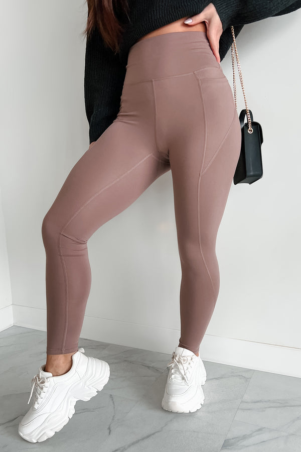 Strong Spirit Side Pocket Leggings (Dusty Taupe) - NanaMacs