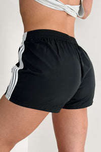 Breaking A Sweat Side Stripe Track Shorts (Black) - NanaMacs