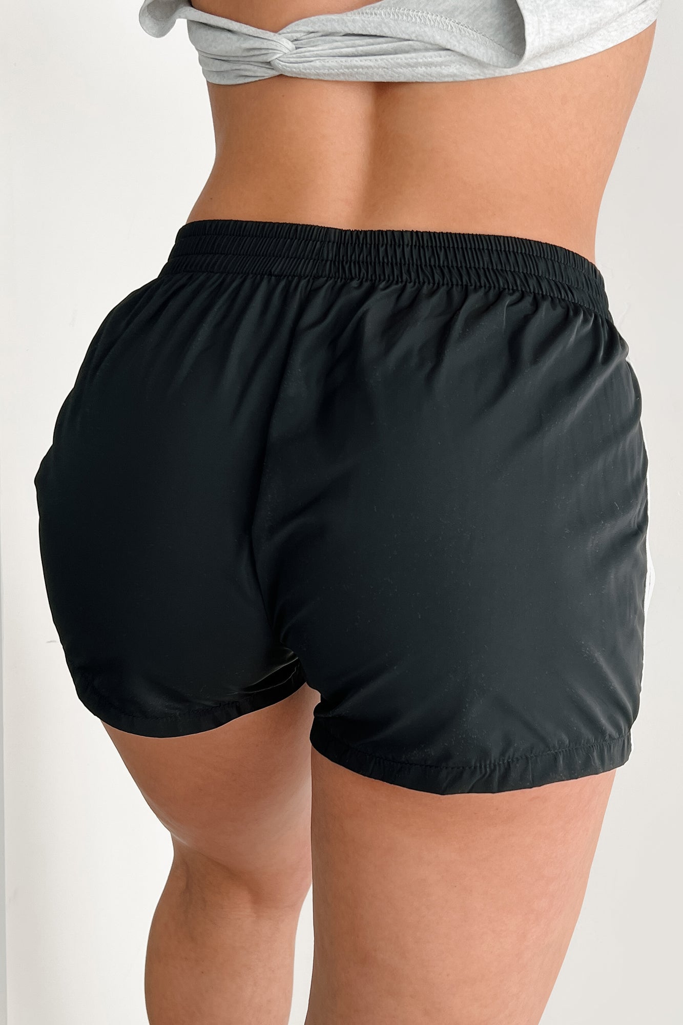 Breaking A Sweat Side Stripe Track Shorts (Black) - NanaMacs