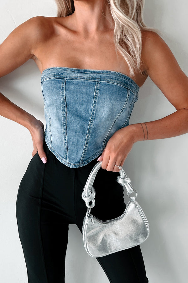 Brooklyn Baddie Denim Tube Top (Blue) - NanaMacs