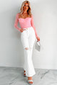 Maureen Special A High Rise Distressed Flare Jeans (White) - NanaMacs