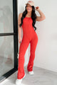 Can You Dig It Sleeveless Bodycon Jumpsuit (Red) - NanaMacs