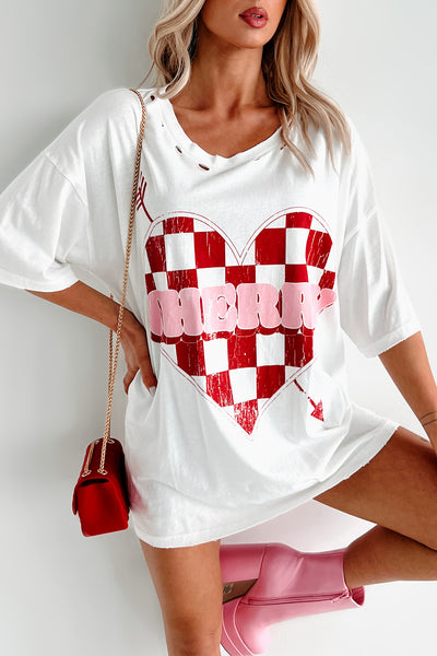 Unexpected Feelings Checker Heart Graphic Tee (Ivory) - NanaMacs