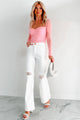 Maureen Special A High Rise Distressed Flare Jeans (White) - NanaMacs