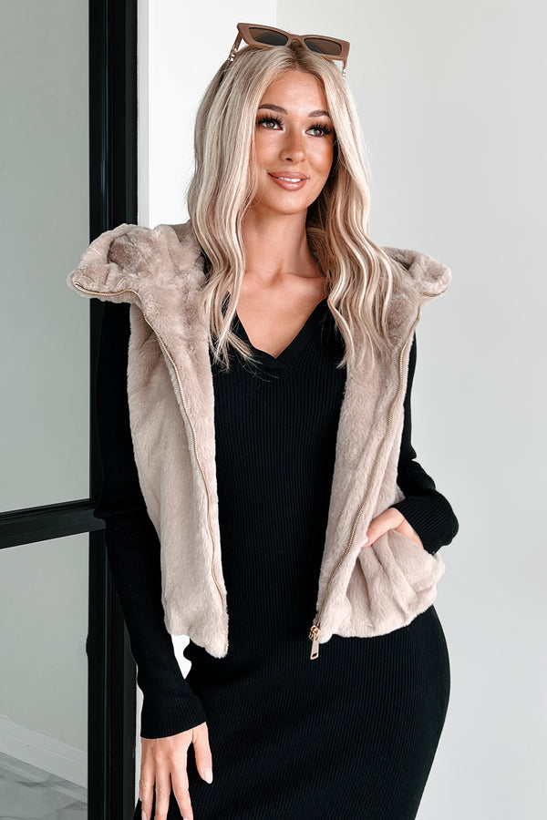 Confidence Is My Style Faux Fur Hooded Vest (Coco) - NanaMacs