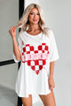 Unexpected Feelings Checker Heart Graphic Tee (Ivory) - NanaMacs