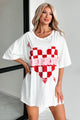 Unexpected Feelings Checker Heart Graphic Tee (Ivory) - NanaMacs