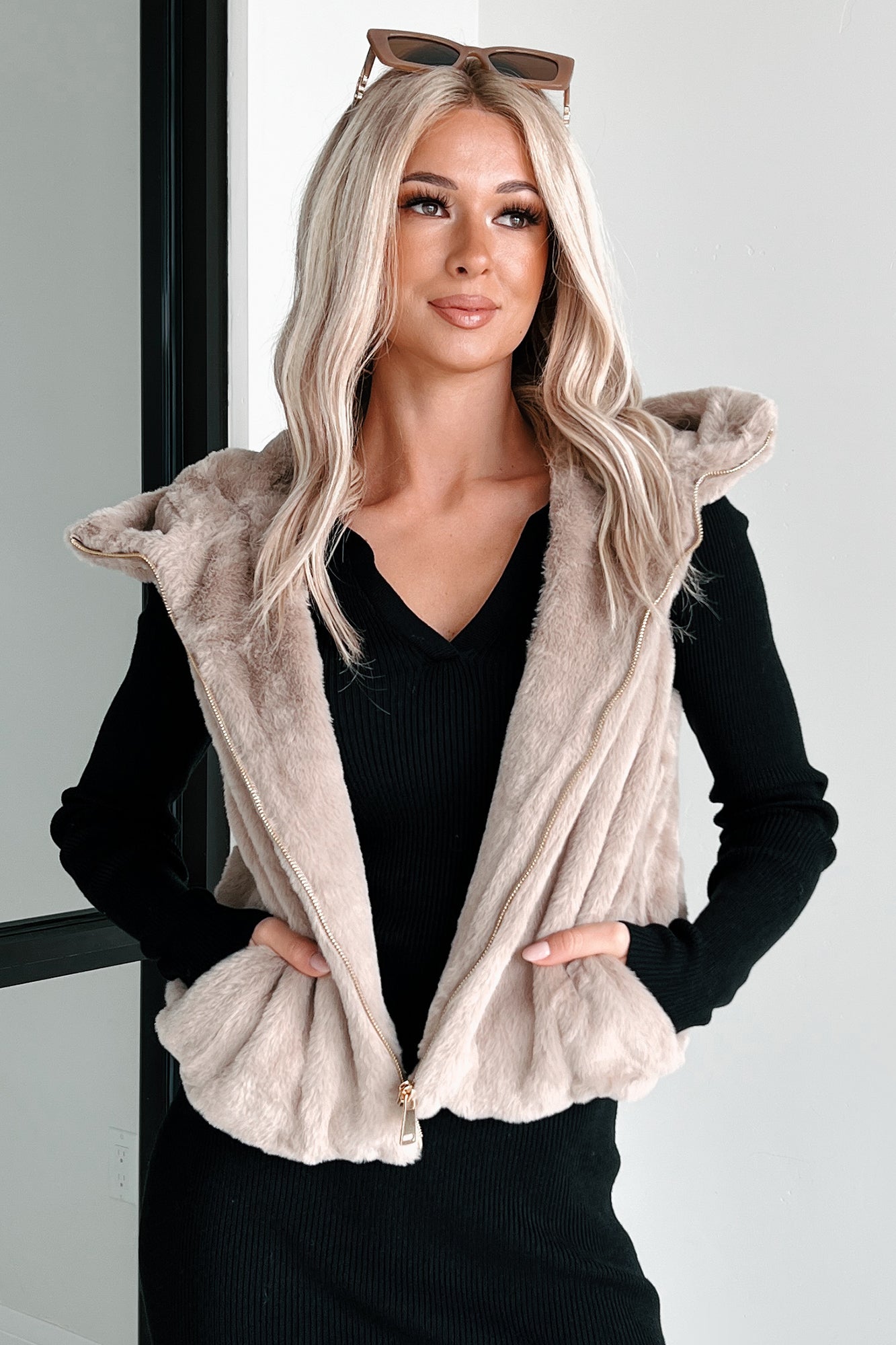 Confidence Is My Style Faux Fur Hooded Vest (Coco) - NanaMacs