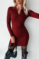 That's Fine By Me Long Sleeve Polo Sweater Dress (Wine) - NanaMacs