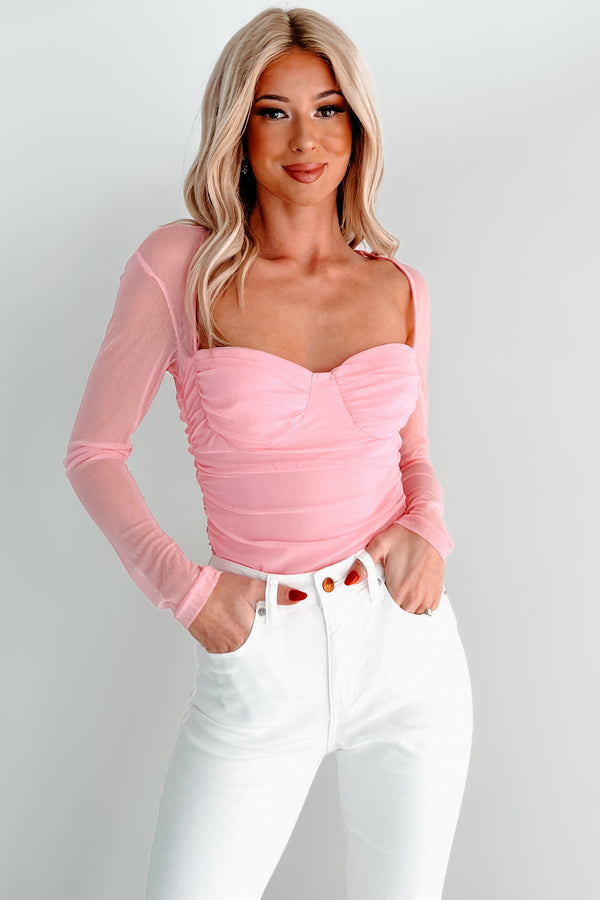 Should've Known Better Padded Mesh Bodysuit (Pink) - NanaMacs