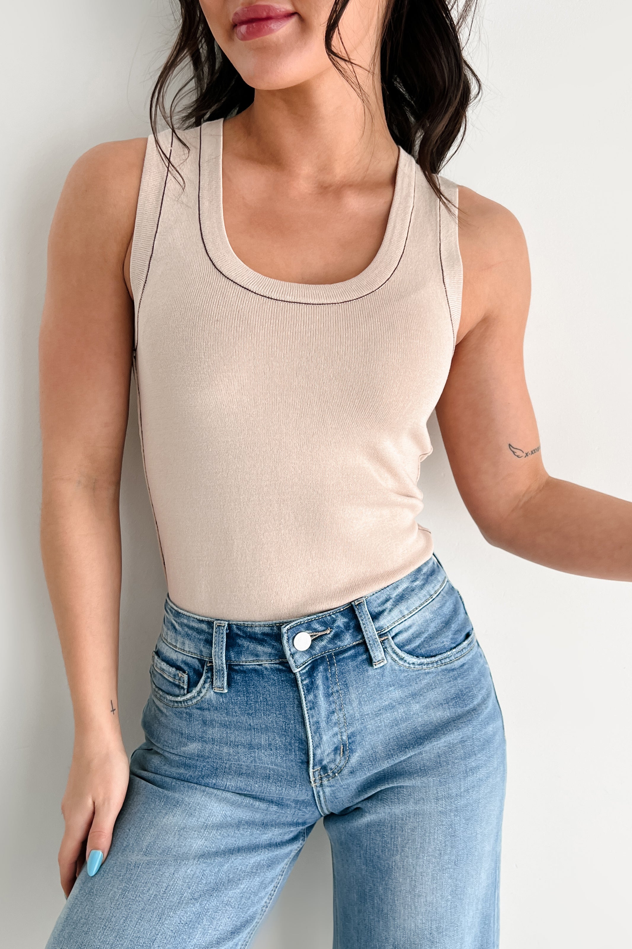 Focused & Fashionable Scoop Neck Tank (Taupe) - NanaMacs