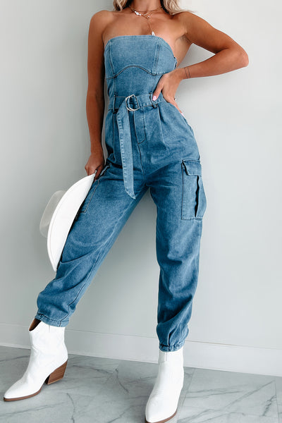 Ignite Your Passion Denim Cargo Jumpsuit (Denim) - NanaMacs