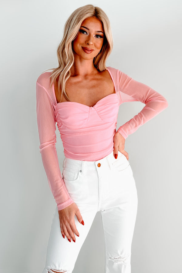 Should've Known Better Padded Mesh Bodysuit (Pink) - NanaMacs