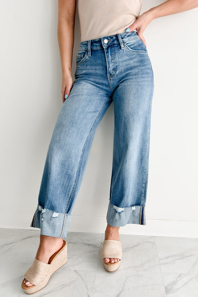 Juliette High Rise Cuffed Wide Leg Vervet Jeans (Medium) - NanaMacs