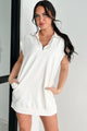 Everyday Easy Half Zip Mini Dress (Cream)