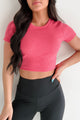 Keep It Brief Ribbed Crop Tee (Bright Pink)