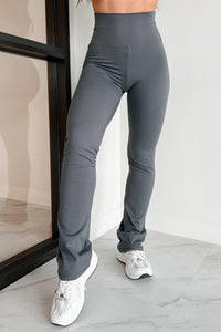 In Alignment High Waist Flare Leggings (Coal Grey) - NanaMacs