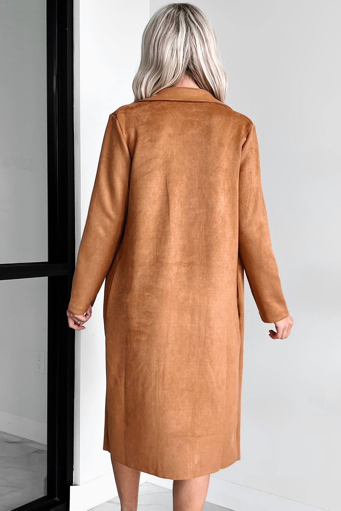 Season Of Warmth Faux Suede Trench Coat (Camel) - NanaMacs