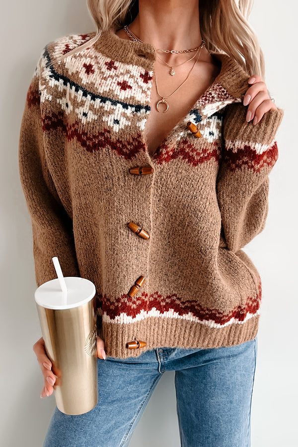 Bavarian Beauty Fair Isle Cardigan (Brown Combo) - NanaMacs