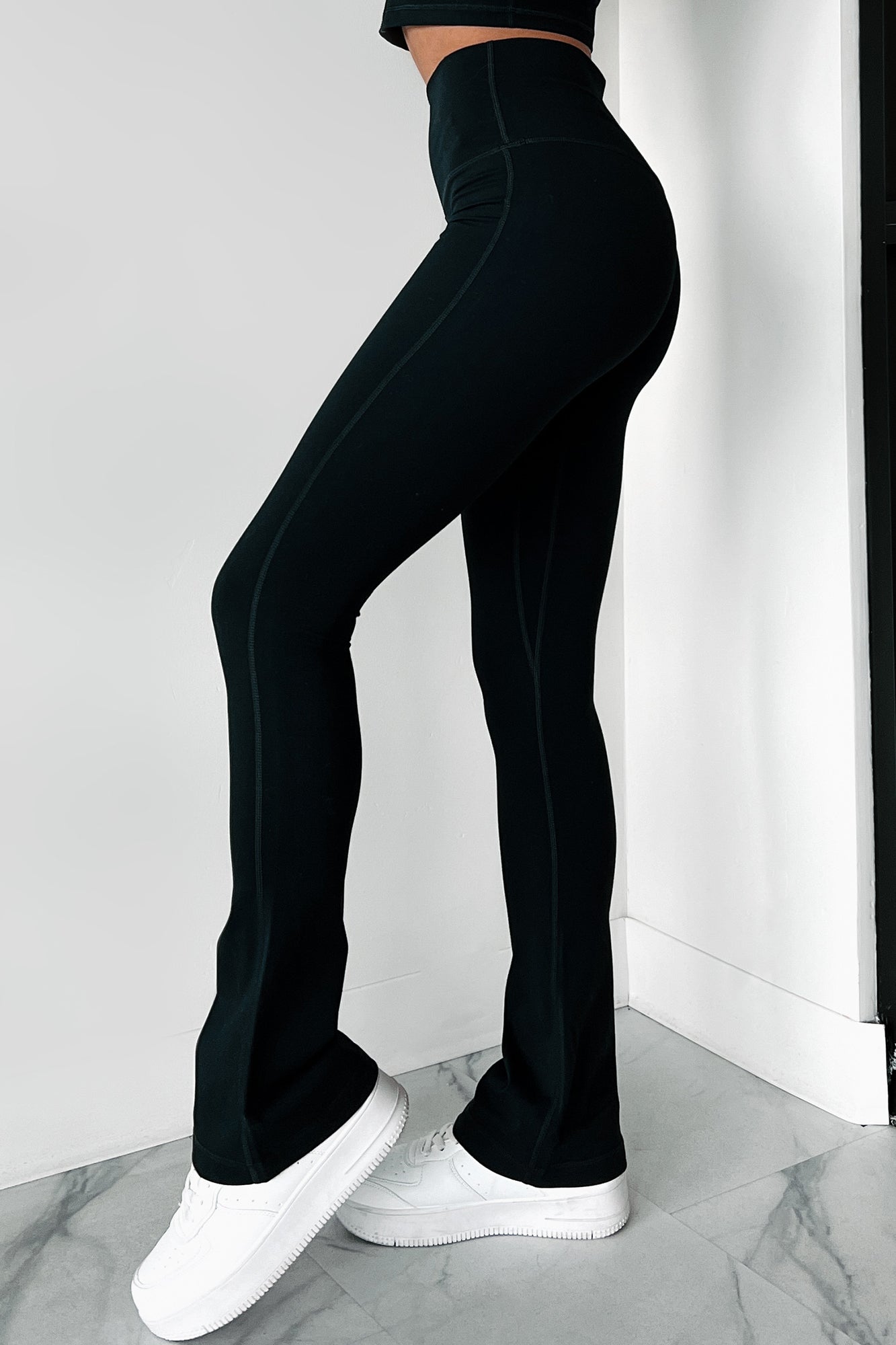 Curvy Confidence High Rise Flare Legging (Black) - NanaMacs