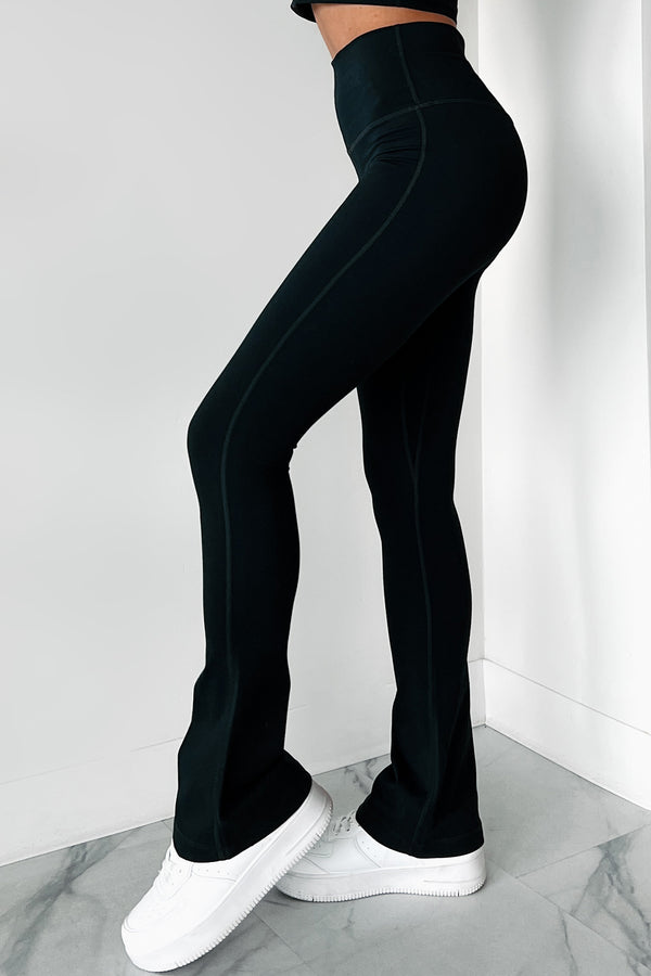 Curvy Confidence High Rise Flare Legging (Black) - NanaMacs