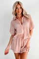 Figuring It Out Ruffle Smocked Blouse & Shorts Set (Pink) - NanaMacs