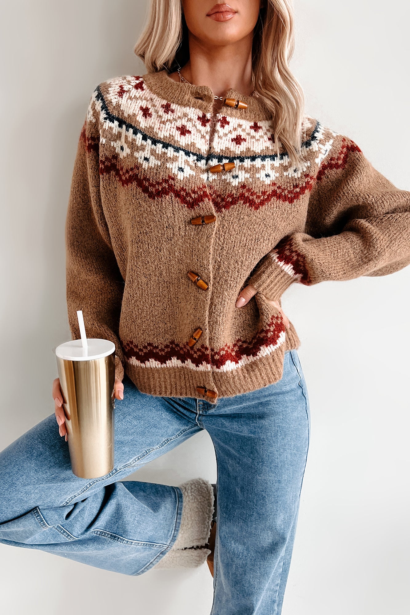 Bavarian Beauty Fair Isle Cardigan (Brown Combo)