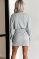 Little Miss Bossy Asymmetric Ribbed Mini Dress (Heather Grey)