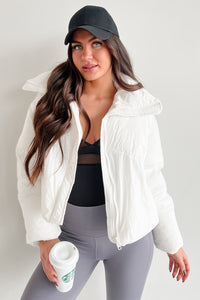 Say Freeze Nylon Puffer Jacket (Pearl White) - NanaMacs