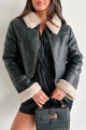 Serves You Right Sherpa Lined Faux Leather Jacket (Black) - NanaMacs