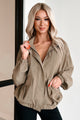 Cool Afternoons Lightweight Zip-Up Jacket (Khaki) - NanaMacs