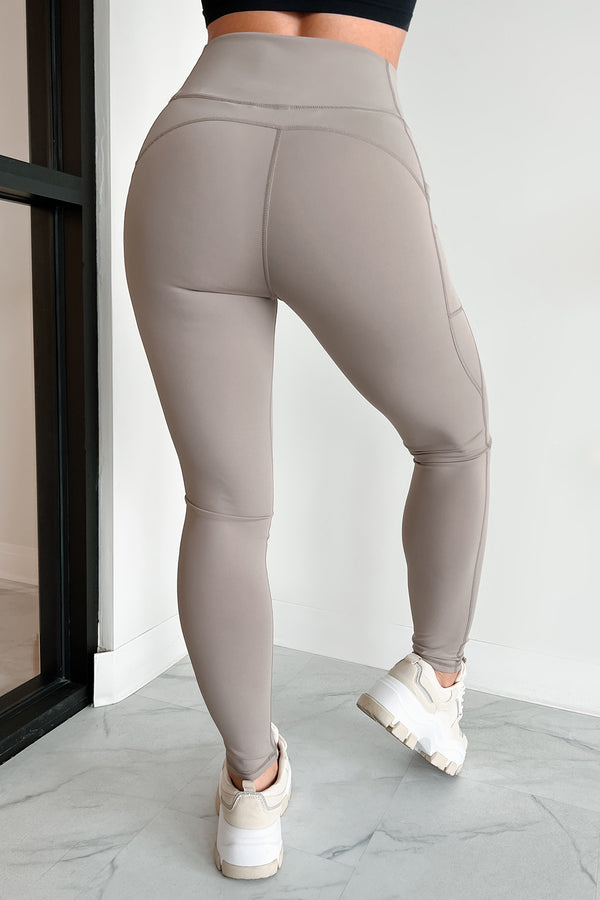 Reaction Time Side Pocket Leggings (Mocha) - NanaMacs