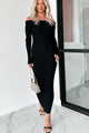 Never Too Late Off The Shoulder Maxi Dress (Black) - NanaMacs