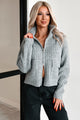 My Comfort Place Cargo Pocket Sweater Jacket (Grey) - NanaMacs