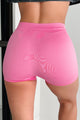 Just Vibing Ribbed Spandex Shorts (Party Pink) - NanaMacs