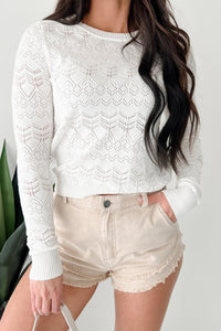 Unspoken Grace Pointelle Knit Long Sleeve Top (Ivory) - NanaMacs